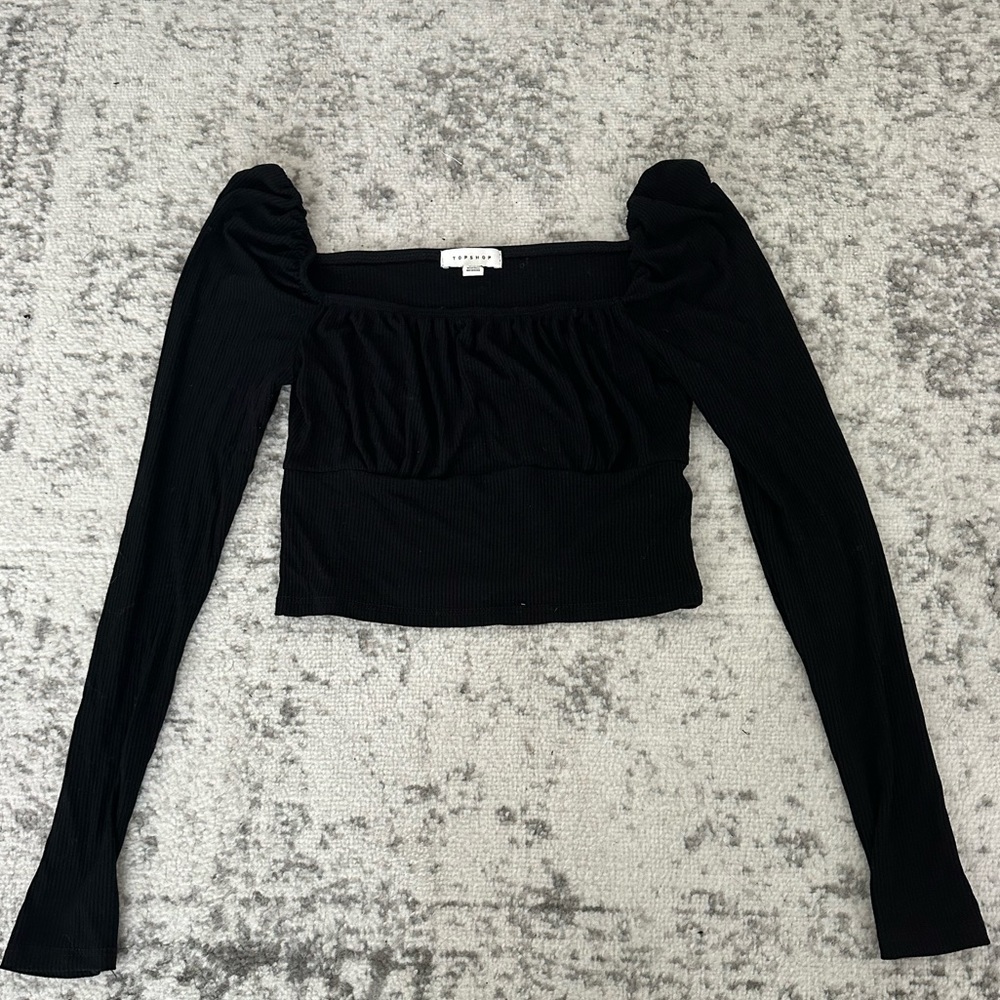 Top Shop Black long sleeve crop top size 6